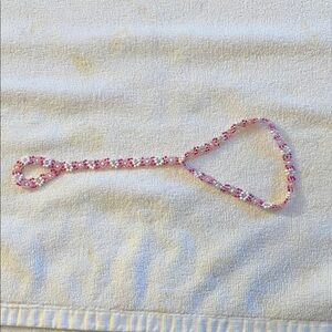 Pink and White Beaded Toe Ankle Bracelet